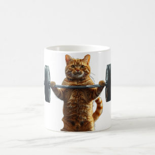 Café Caneca de Gato Levantando Peso para Amantes de Aca
