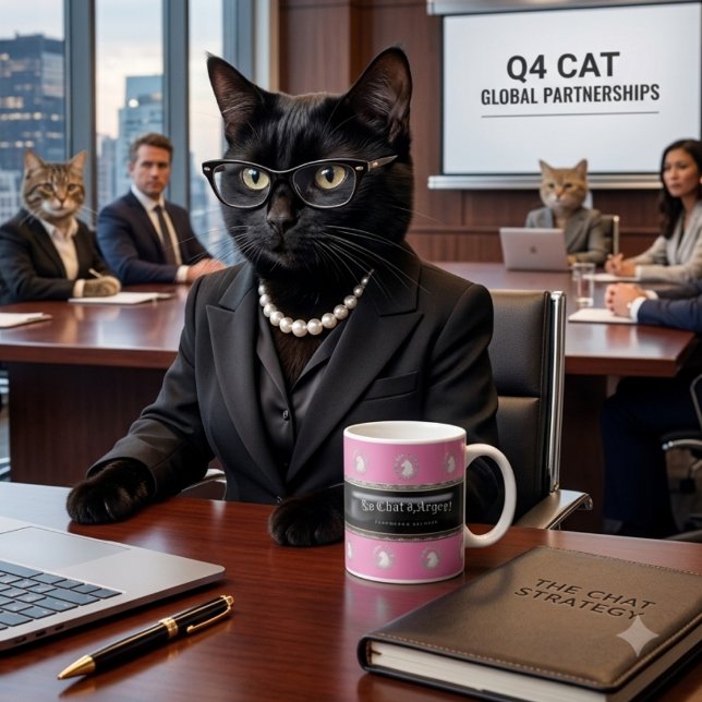 Café Caneca de Gato Poderoso Le Chat d'Argent | Bos Par (They are hanging on my every word, time to start blinking.)