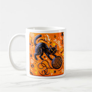 Café Caneca de Gato Preto Divertido