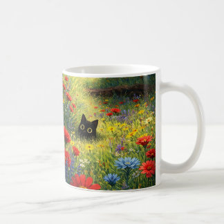Café Caneca de Gato Preto Floral Caprichosa