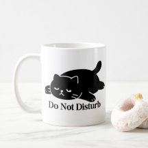 Caneca de Gato Preto Preguiçoso Não Perturbe Gato 