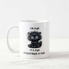 Café caneca de gato preto sarcástico
