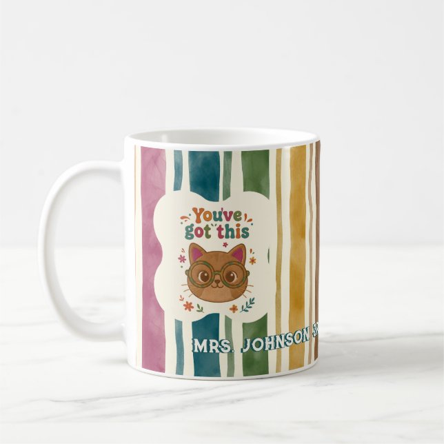 Café Caneca de Gato Professora Personalizada | Nome e S (Esquerda)