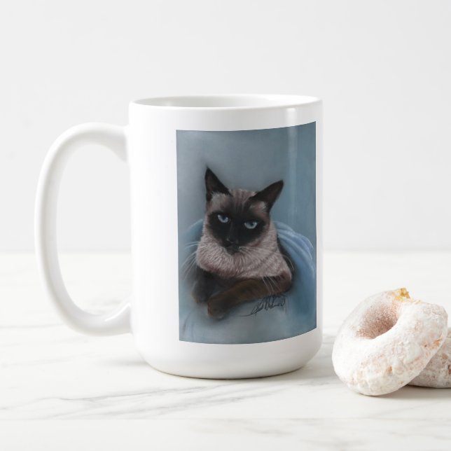 Café Caneca de gato siamesa (Com Donut)