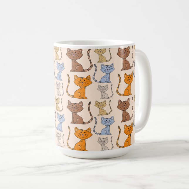 Café Caneca de Gatos Coloridos Fofos (Frente Esquerda)