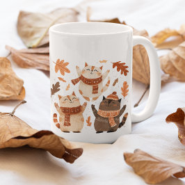 Café Caneca de Gatos Outono Aconchegante Presente Criat