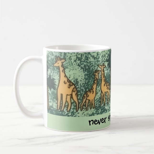 Café Caneca de Girafas Curiosas (Esquerda)