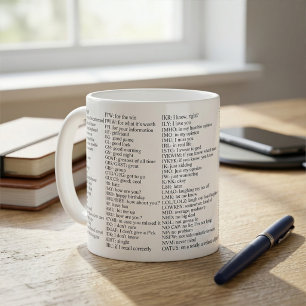 Café Caneca de gírias divertidas, abreviações e acrônim