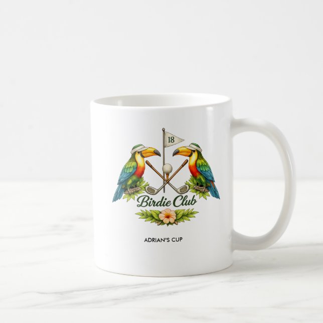 Café Caneca de Golfe Personalizada Vintage Toucan Birdi (Direita)
