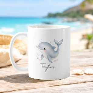 Café Caneca de Golfinho Tartaruga com Nome Personalizad