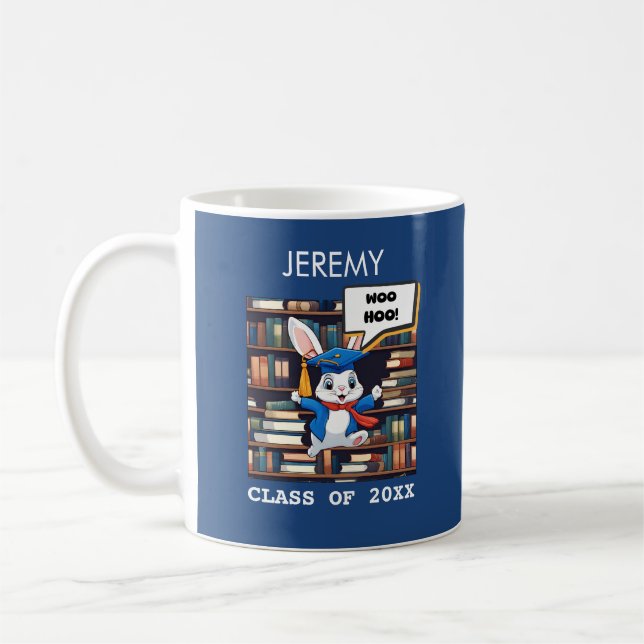 Café Caneca de Graduação de Coelho Fofo e Engraçado  (Esquerda)