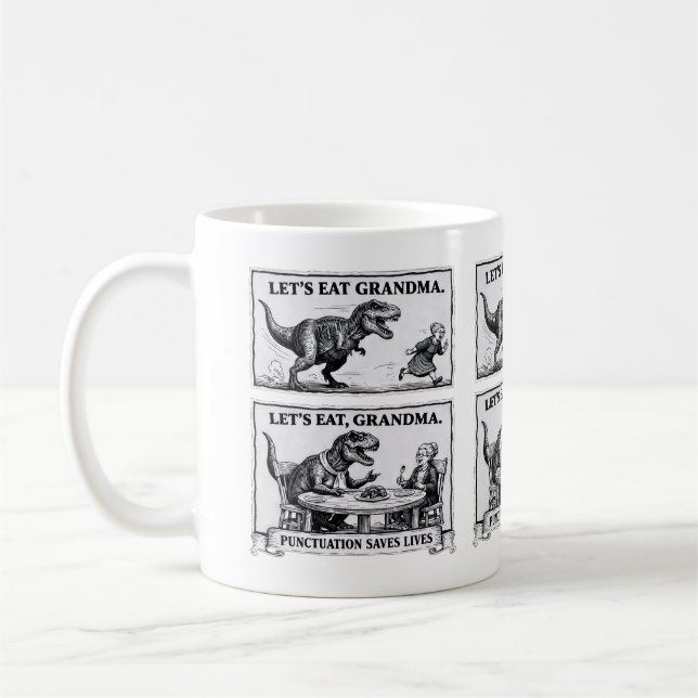 Café ☕ Caneca de Gramática Divertida – “Vamos Comer, Vo (Esquerda)