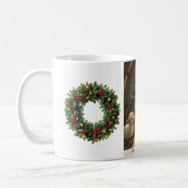 Café Caneca de Guirlanda de Animais da Fazenda Joy to t (Esquerda)