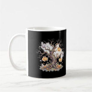 Café Caneca de Halloween Árvore Assustadora com Aquarel