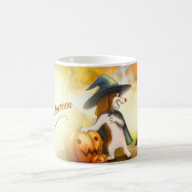 Caneca de Halloween com animais fofos
