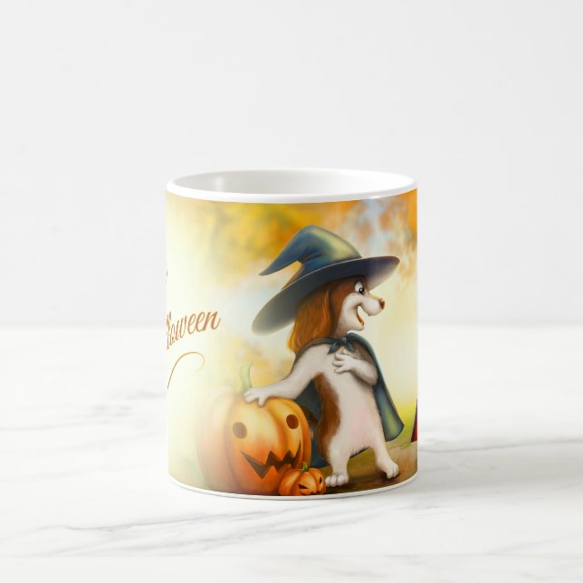 Café Caneca de Halloween com animais fofos (Centro)