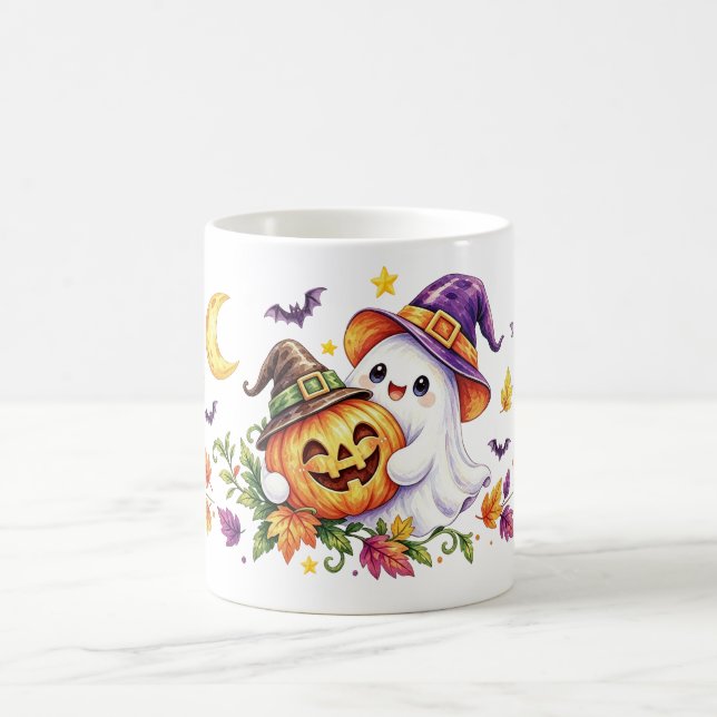 Café Caneca de Halloween com Chapéu de Bruxa e Abóbora  (Centro)