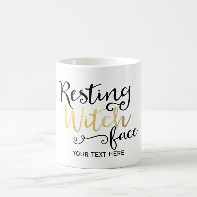 Café Caneca de Halloween com Rosto de Bruxa Relaxada (Centro)