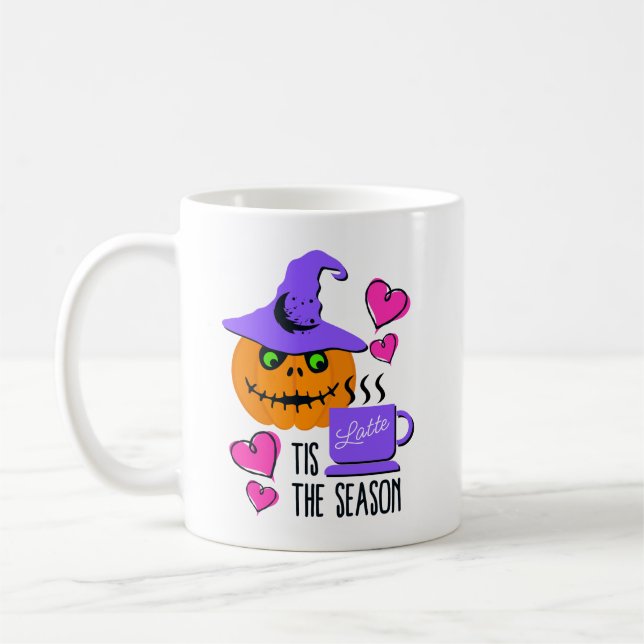 Café Caneca de Halloween com Temas de Abóbora e Especia (Esquerda)