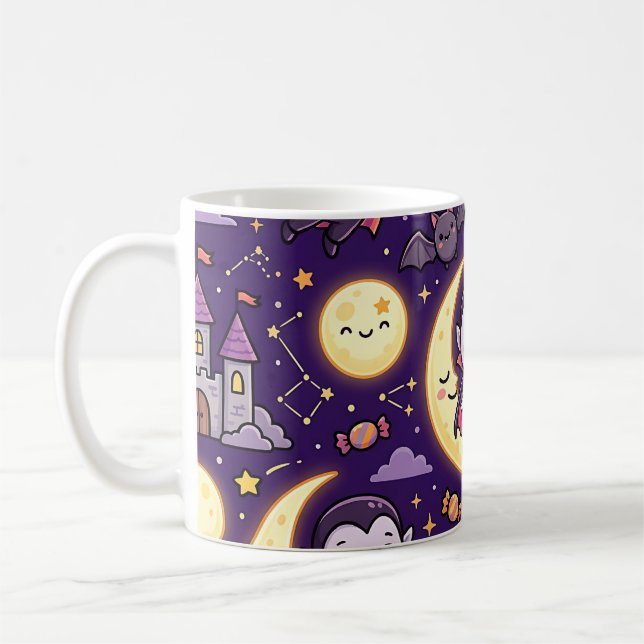 Café Caneca de Halloween de Morcego Vampiro Fofo (Esquerda)