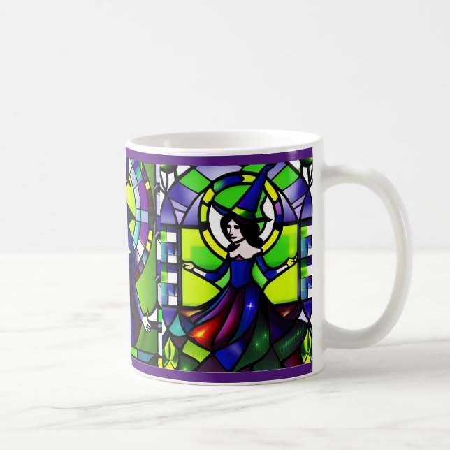 Café Caneca de Halloween de Vidro Colorido Bruxa (Direita)