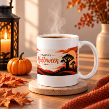 Caneca de Halloween do Baobá Assustador