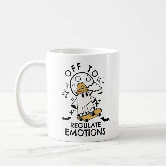 Café Caneca de Halloween Fantasma de Skate Personalizad (Esquerda)