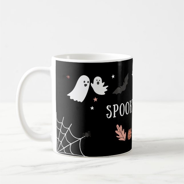 Café Caneca de Halloween Spooky - Abóbora, Espírito e D (Esquerda)