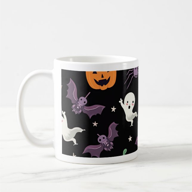 Café Caneca de Halloween Spooky - Fantasmas bonitos, Ab (Esquerda)