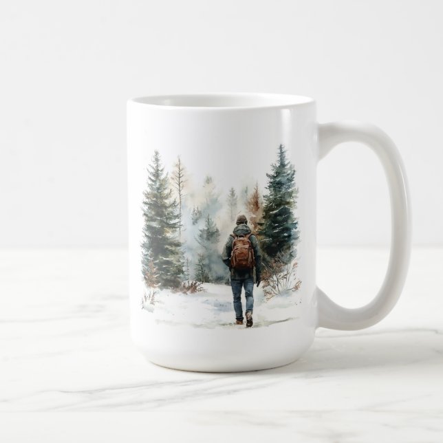 Café Caneca de Homem Fazendo Trilha (Direita)