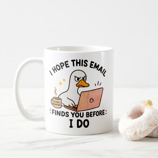 Café Caneca de Humor de Trabalho Com um Pato (Com Donut)
