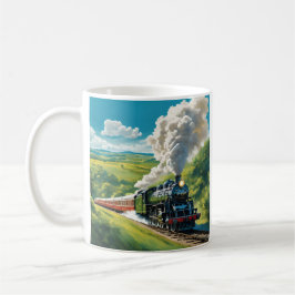 Café Caneca de Ilustração Cénica de Comboio a Vapor Vin