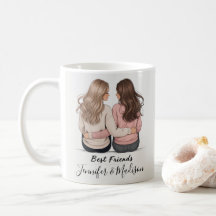 Caneca de Ilustração de Cabelo das Melhores Amigas