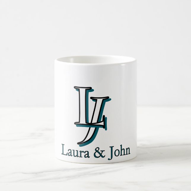 Café Caneca de Iniciais de Casal Personalizada Presente (Centro)