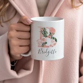 Café Caneca de Inicial de Aquarela Floral - B