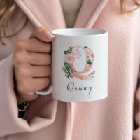 Caneca de Inicial de Aquarela Floral - Q