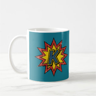 Café Caneca de Inicial do Monograma Comic Burst Letra K