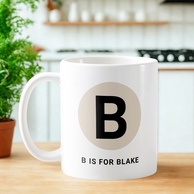 Café Caneca de Inicial Moderna – Design “B é para [Nome (Criador carregado)