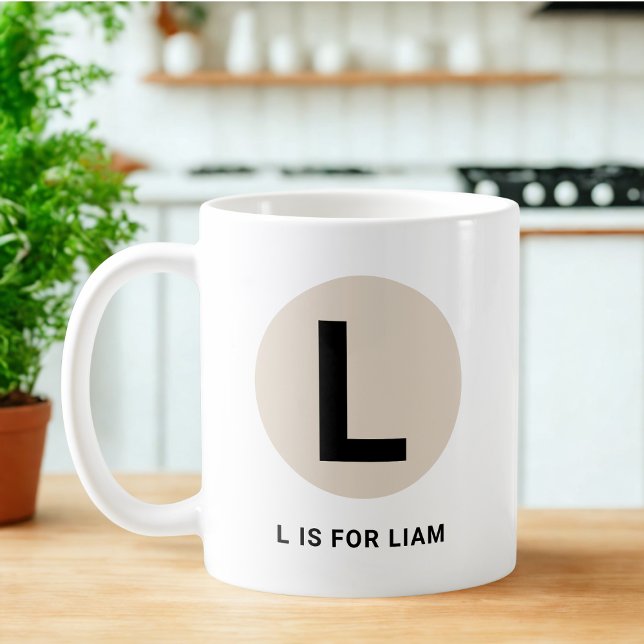 Café Caneca de Inicial Moderna – Design “L é para [Nome (Criador carregado)