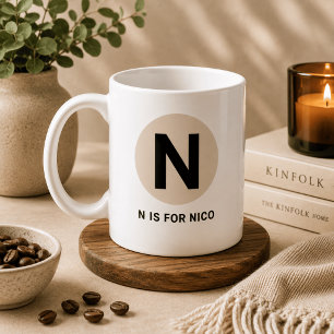 Café Caneca de Inicial Moderna – Design “N é para [Nome