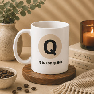 Café Caneca de Inicial Moderna – Design “Q é para [Nome