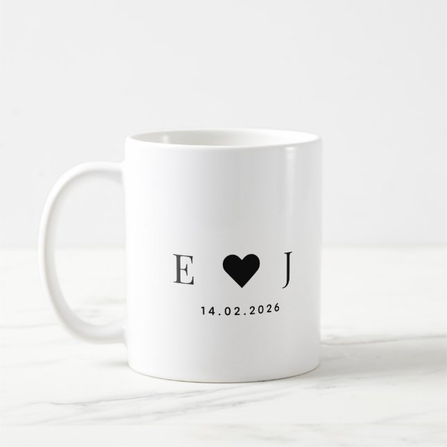 Café Caneca de Inicial Personalizada para Casal | Canec (Esquerda)