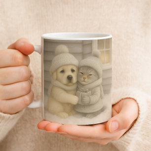 Café Caneca de Inverno Aconchegante com Ilustração de C