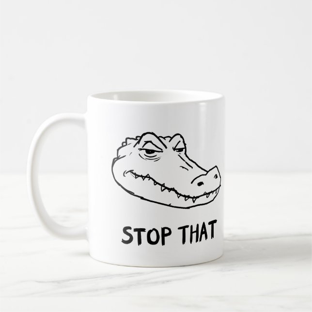 Café Caneca de Jacaré Sarcástico "PARE COM ISSO" (Esquerda)