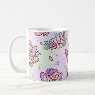 Café Caneca de Jardim de Borboletas Fada Pastel