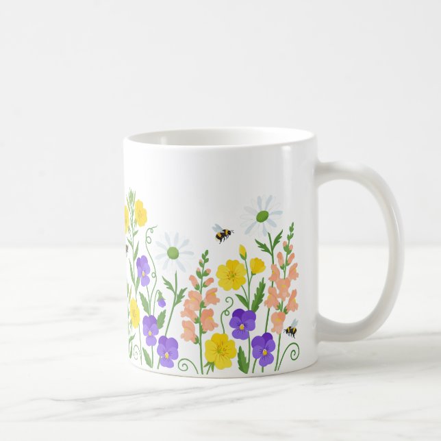 Café Caneca de Jardim de Flores Silvestres Primavera Fl (Direita)