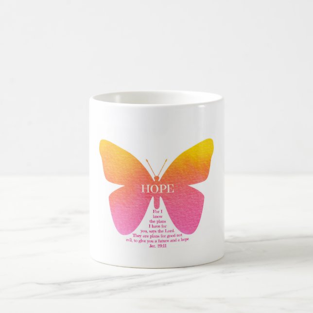 Café Caneca de Jeremiah 29 da borboleta da esperança (Centro)