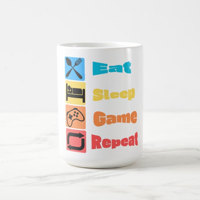 Café Caneca de jogador engraçada "Comer Dormir Jogar Re (Centro)