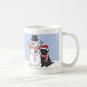Café Caneca de Labrador e de boneco de neve