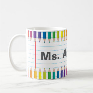Café Caneca de Lápis Coloridos com Nome de Professor Pe